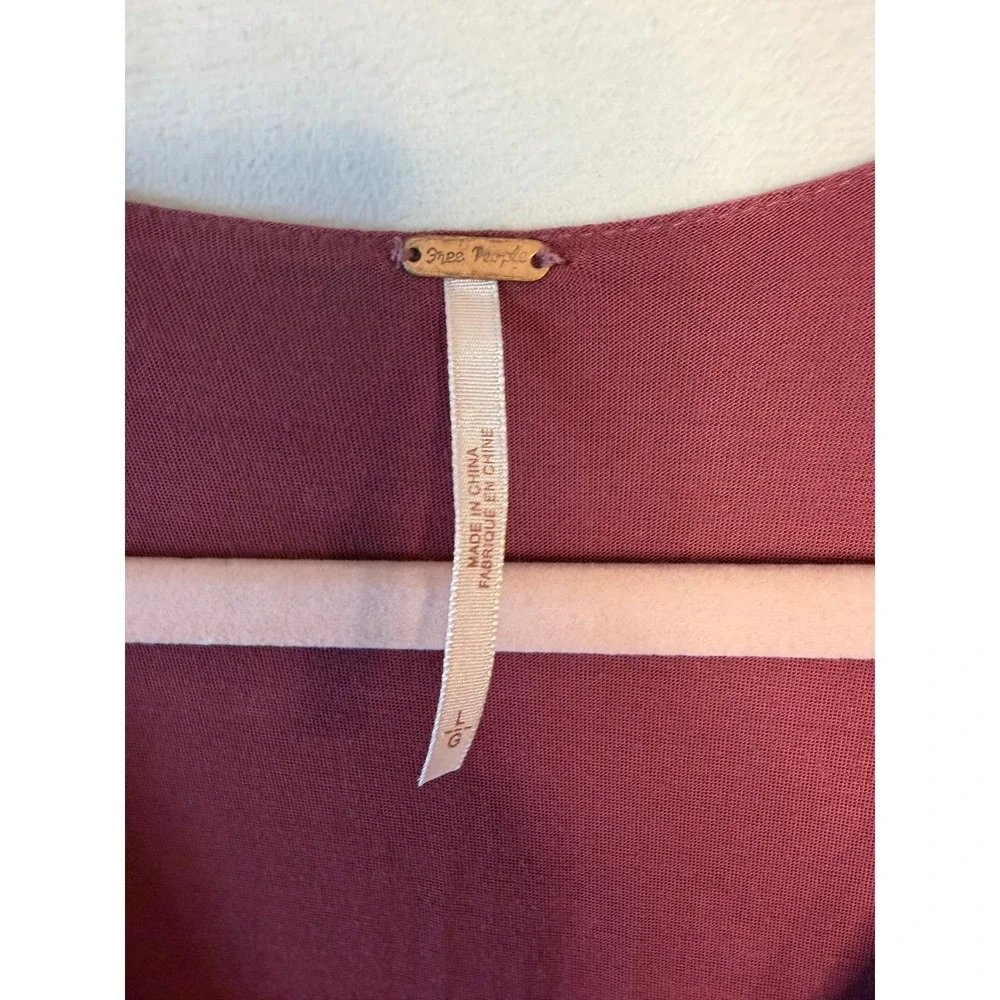 Free People Mauve Plum Crisscross Drape V-Neck Modal Jersey Mini Dress Large